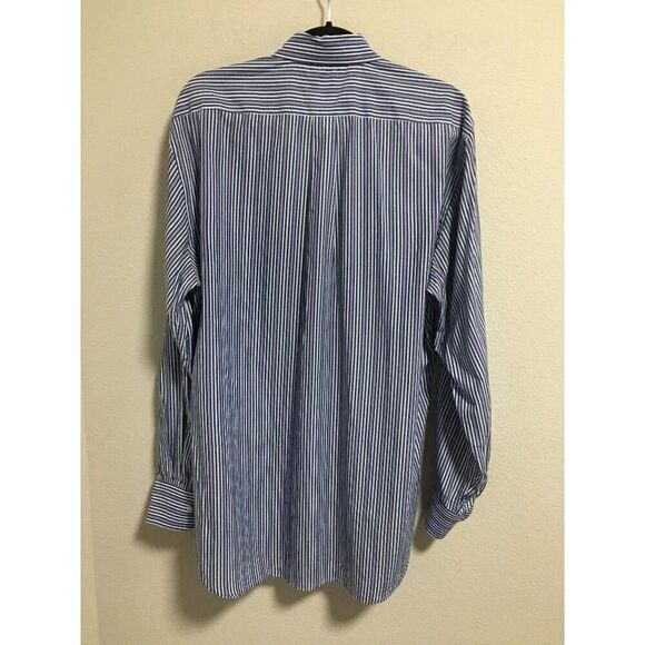 Peter Millar Button Down Shirt Long Sleeve Blue Purple Stripe Cotton Size Large - Picture 2 of 6